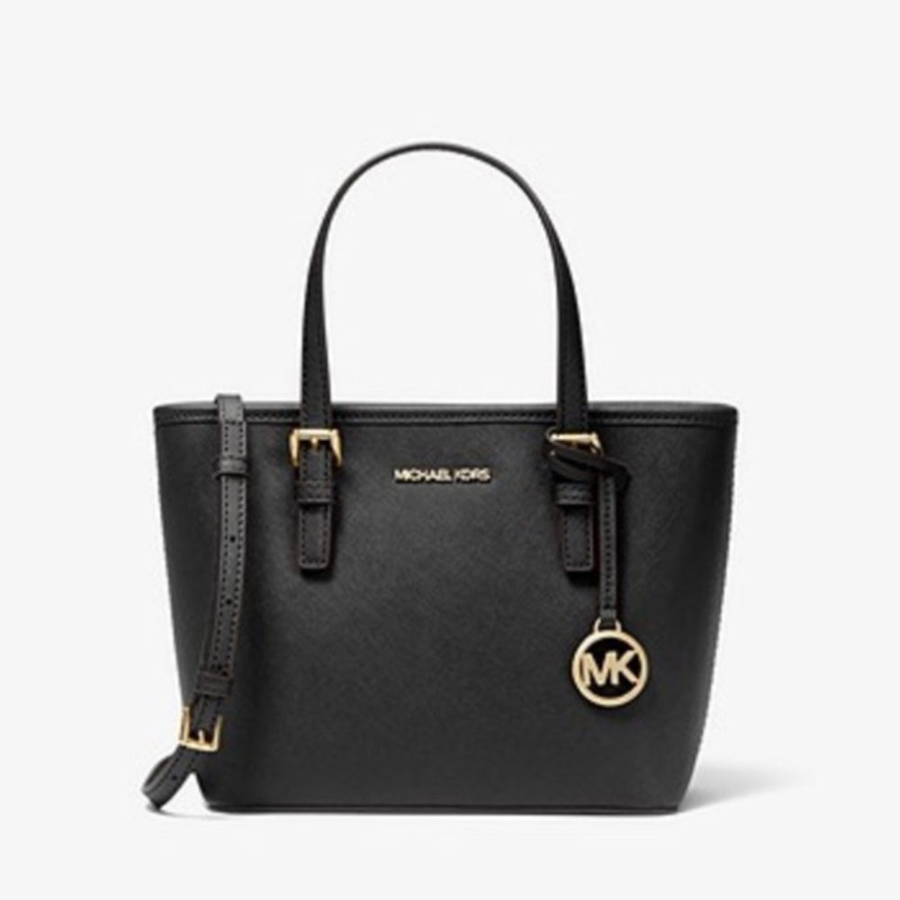 Michael Kors Small Saffiano Leather Top-Zip Tote Bag black